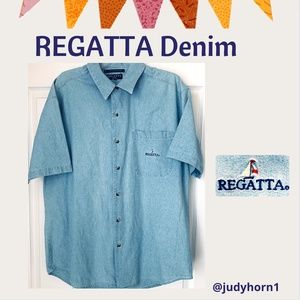 Regatta Men’s Denim Shirt Light Wash Short Sleeves